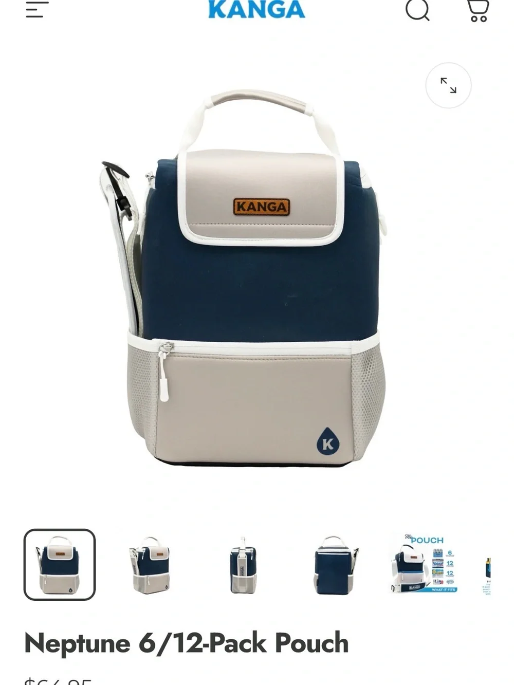 Navy and Gray cooler Bag with Padded Shoulder Strap
